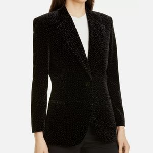 Theory Cinched Pindot Velvet Blazer Black